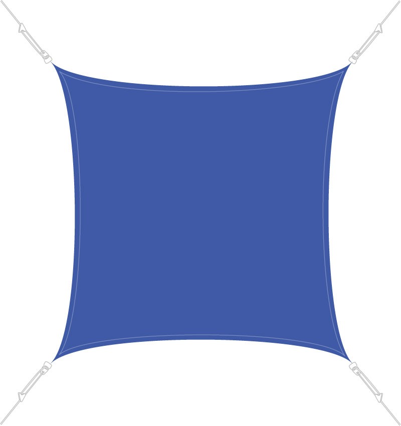 Voile d'ombrage carrée 4 x 4 m Bleu