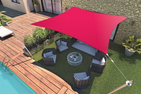 Voile d'ombrage carrée 4 x 4 m Framboise